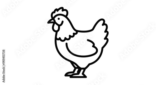 Simple Line Drawing of a Chicken Illustration for Farm or Poultry Themes