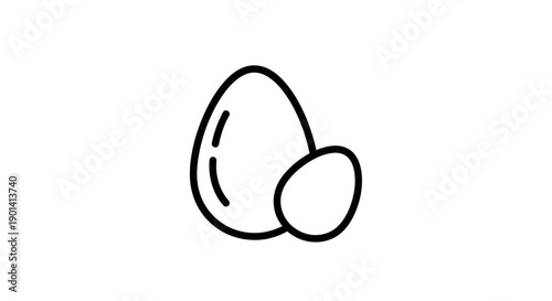 Simple Black and White Line Drawing of Two Eggs on a Plain Background
