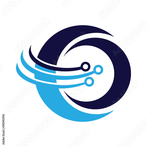 Modern circular logo shaped as the letter O with fiber-optic cable elements, symbolizing high-speed connectivity, data flow, and advanced digital communication infrastructure.