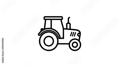 Simple Line Drawing of a Tractor for Agricultural and Farming Themes