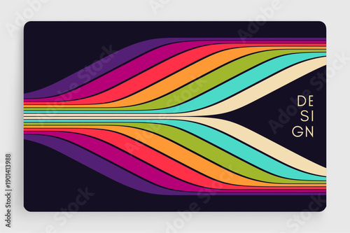 An element from a set of colored lines. Space for text. Retro style. Dynamic ribbons. Color gradient. Vector image for brochure, poster, cover, presentation, flyer, or banner.