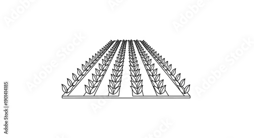 Abstract Agricultural Field Illustration Showcasing Crops and Cultivation Techniques