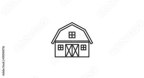 Charming Illustration of a Traditional Farmhouse with Classic Roof and Windows