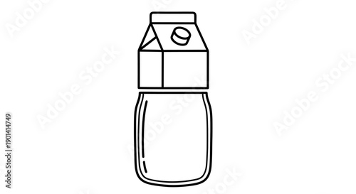 Close-up of a Glass Milk Bottle with a Cap on a White Background for Dairy and Beverage Advertising