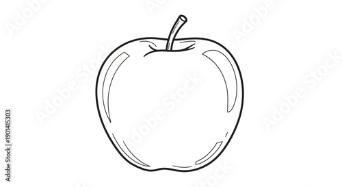 Minimalist Black and White Line Illustration of Fresh Apple for Healthy Eating Content