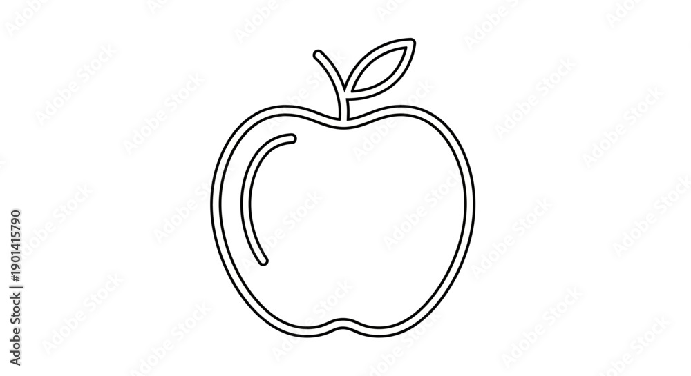 Fototapeta premium Minimalist Line Drawing of an Apple for Creative Design Projects