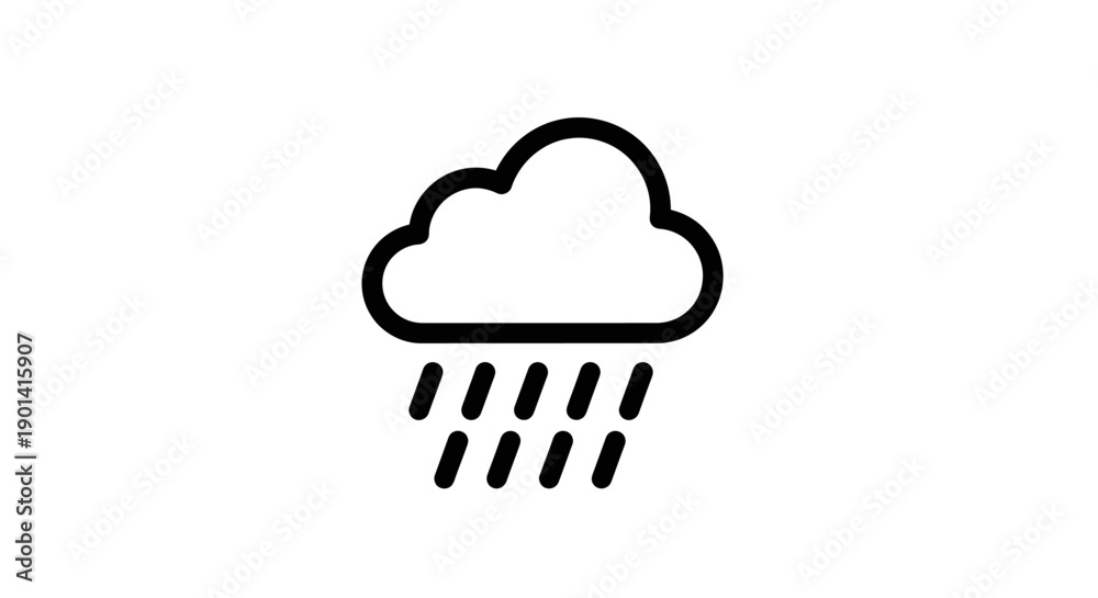 Obraz premium Minimalist Illustration of Cloud with Falling Rain for Weather Reports