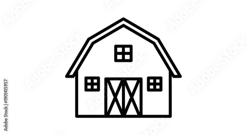 Minimalist Line Drawing of Contemporary Residential House Illustration