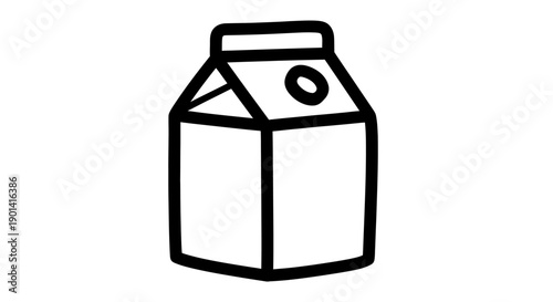 Simple Hand-Drawn Illustration of a Carton Milk Package for Food Packaging Design