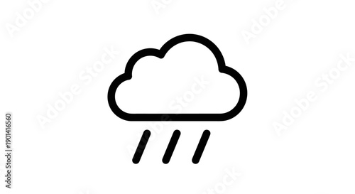 Minimalist Weather Icon Illustration of Cloud with Raindrops for Weather Forecasts