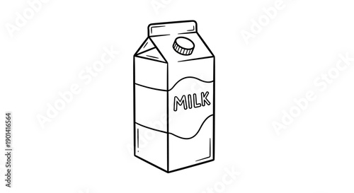Simple Line Art Illustration of a Milk Carton with a Minimalist Design