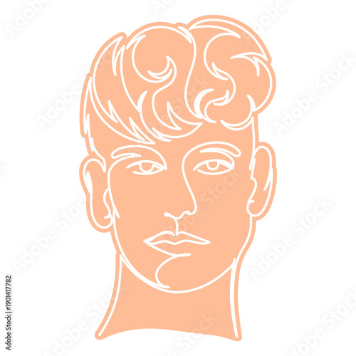 Man short hair continuous line people