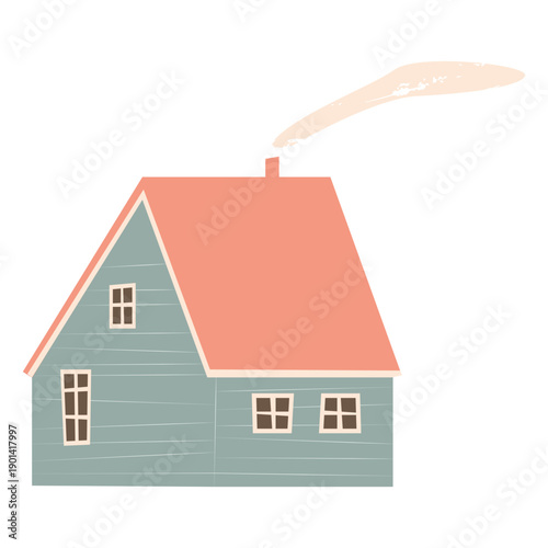 Woods cabin chimney smoke