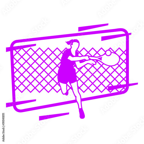 Tennis player with shapes filled stroke