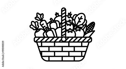 Colorful Fruit Basket with Fresh Seasonal Fruits in a Wicker Basket