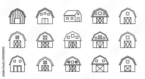 Collection of Modern Rustic Barns with Various Architectural Styles in a Rural Setting