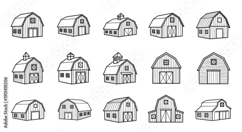 Collection of Simple Black and White House Sketches for Architectural Designs