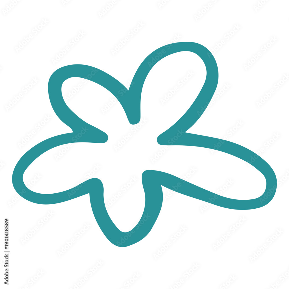 Obraz premium Blue flower icon doodle