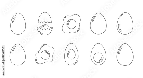 Collection of Simple Hand-Drawn Egg Illustrations for Creative Design Projects