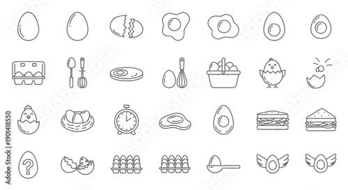 Collection of Simple Hand-Drawn Icons Representing Everyday Life Elements