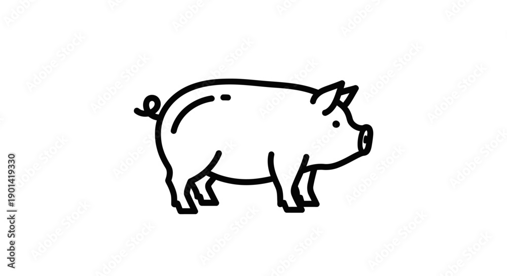 Fototapeta premium Simple Hand-Drawn Pig Illustration for Kids or Educational Projects