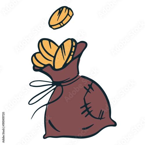 Bag of coins role play games icon