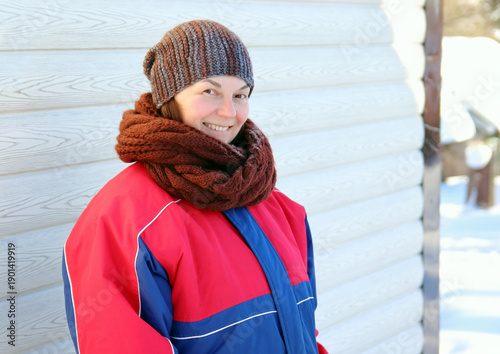 a woman on the street in winter
