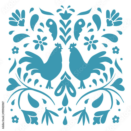 D&iacute;a de los muertos rooster decorative pattern