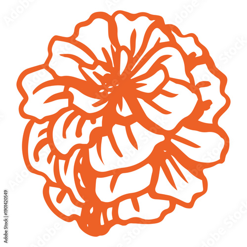 Day of the dead orange carnation flower filled stroke