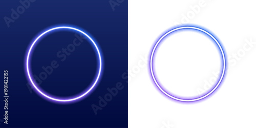 Abstract neon circle outline glows with green and cyan energy. Thin laser edges form a crisp geometric silhouette. Futuristic design element isolated on black. PNG