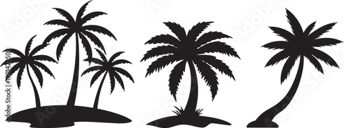 Tropical Island Paradise: Silhouetted palm trees grace a serene island scene, evoking a sense of tranquility and the allure of exotic destinations.