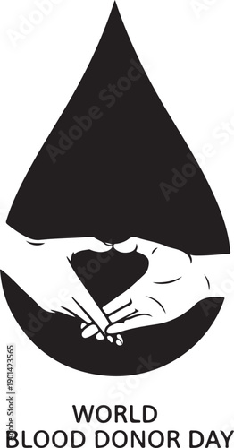 World blood donor day with a heart symbol in a blood drop