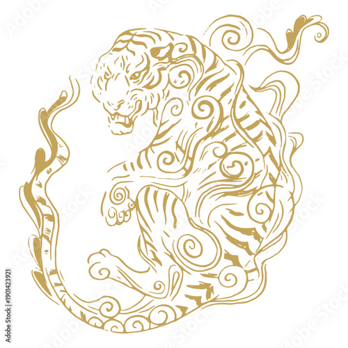 Chinese tiger element hand drawn