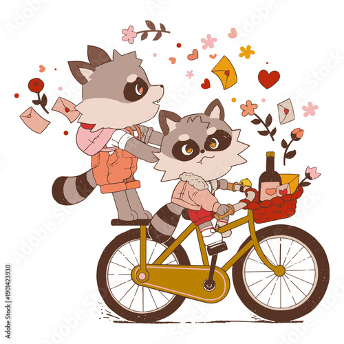 Love Raccoons on Bike