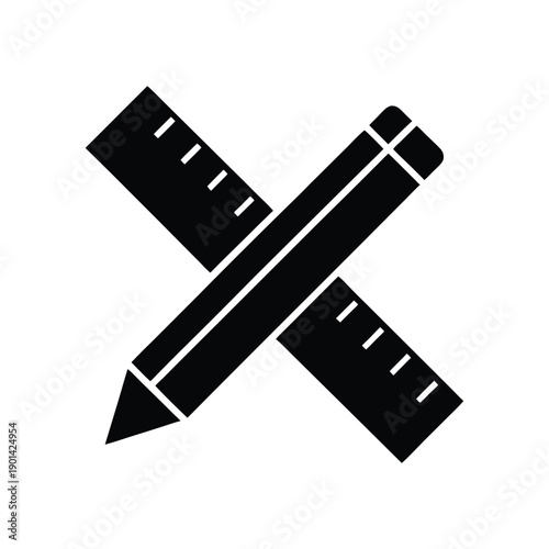 Two black rulers crossed over each other with arrowheads on the ends Vector