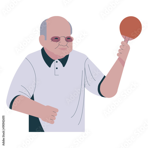Old man playing ping pong
