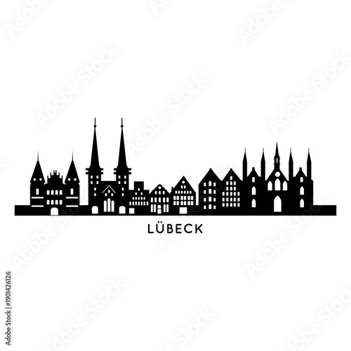 Fotografi L&uuml;beck German city skyline