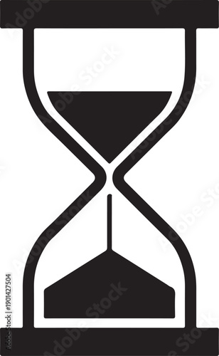 silhouette of an hourglass, representing time, duration, waiting, the passage of time in a minimalist graphic icon.

