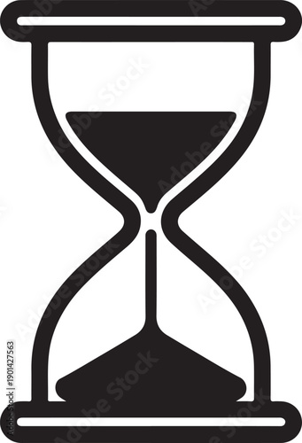 hourglass vector illustration png file. Hourglass with sand falling down illustrating passage of time simple black icon on transparent checkered. Variety of hourglass icons in different styles
