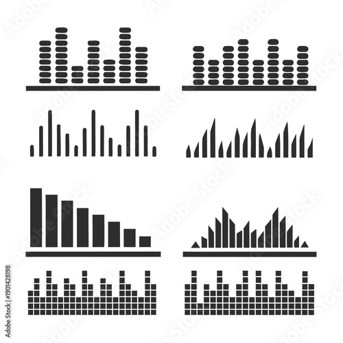 A collection of various types of bar charts and graphs for data visualization purposes