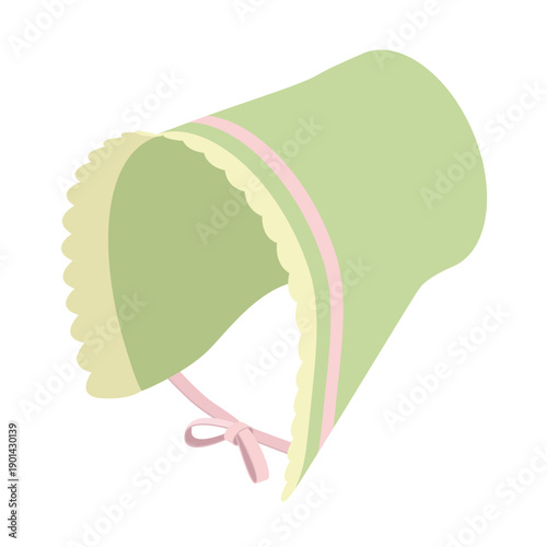 Poke bonnet - hand drawn isometric vector illustration.