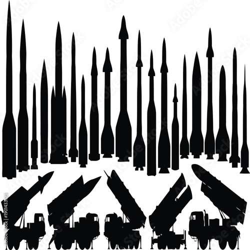 Abstract silhouettes of geometric figures resembling stylized human forms and abstract shapes Vector