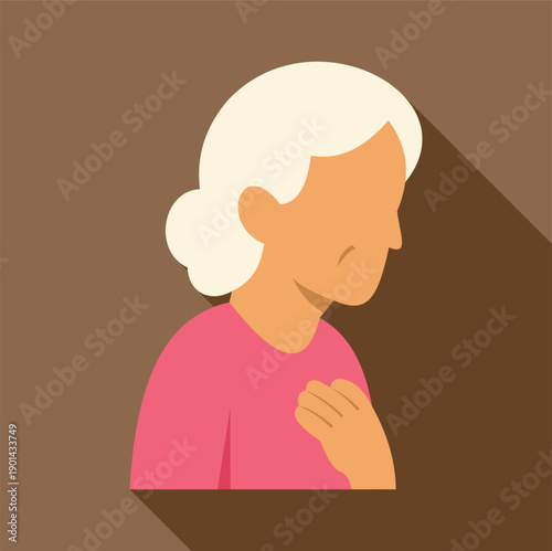 Elderly woman clutching her chest, indicating discomfort or a cardiac problem