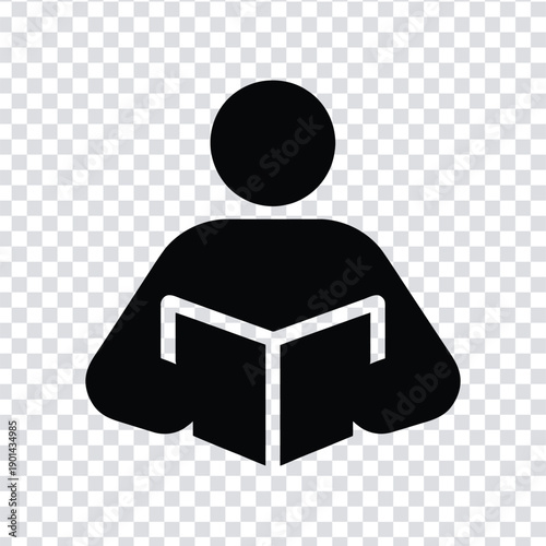 Person reading a book in black silhouette