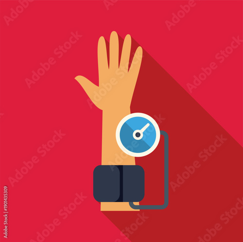 Human arm indicating normal blood pressure with a monitor cuff