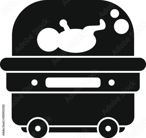 Baby inside an incubator providing life support for premature infant