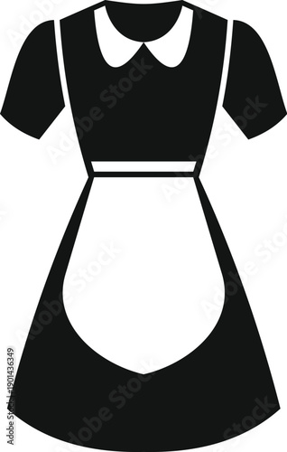 Maid uniform dress with apron icon representing domestic and cleaning service