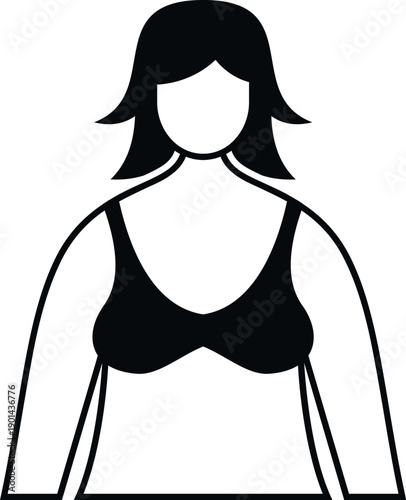 Female body illustration wearing a bra, symbolizing concepts of weight, health, and plus size