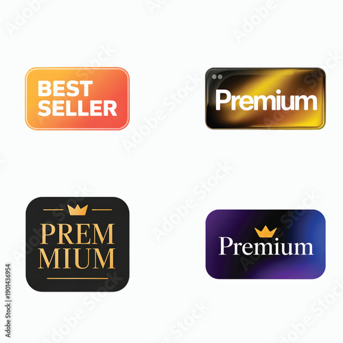 Wallpaper Mural Premium Glassmorphic E-commerce Badges, Glossy Best Seller Labels, Luxury Website UI Promotional Buttons Torontodigital.ca