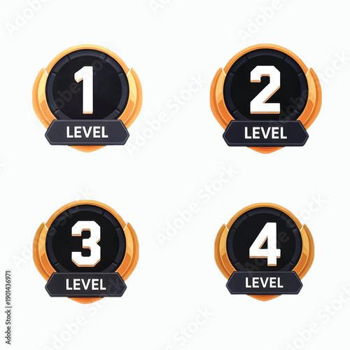 Wallpaper Mural 3D Golden Gaming Level Badges Set, Torontodigital.ca